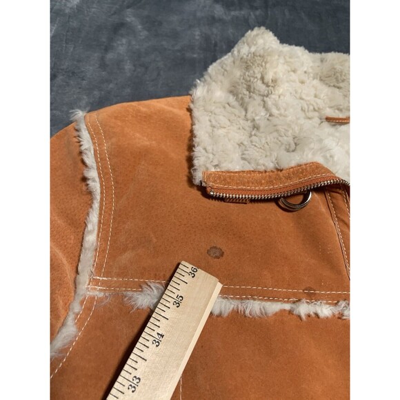 Vintage Wilsons Maxima Women Jacket XL Orange Zip Front Faux Fur Penny Lane Flaw - Picture 14 of 16
